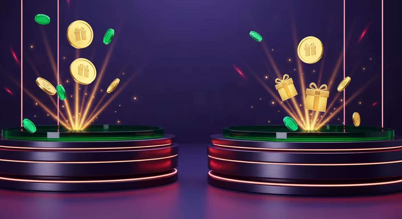 Illustration of casino bonus chips and free spin icons representing Ludivion welcome offers